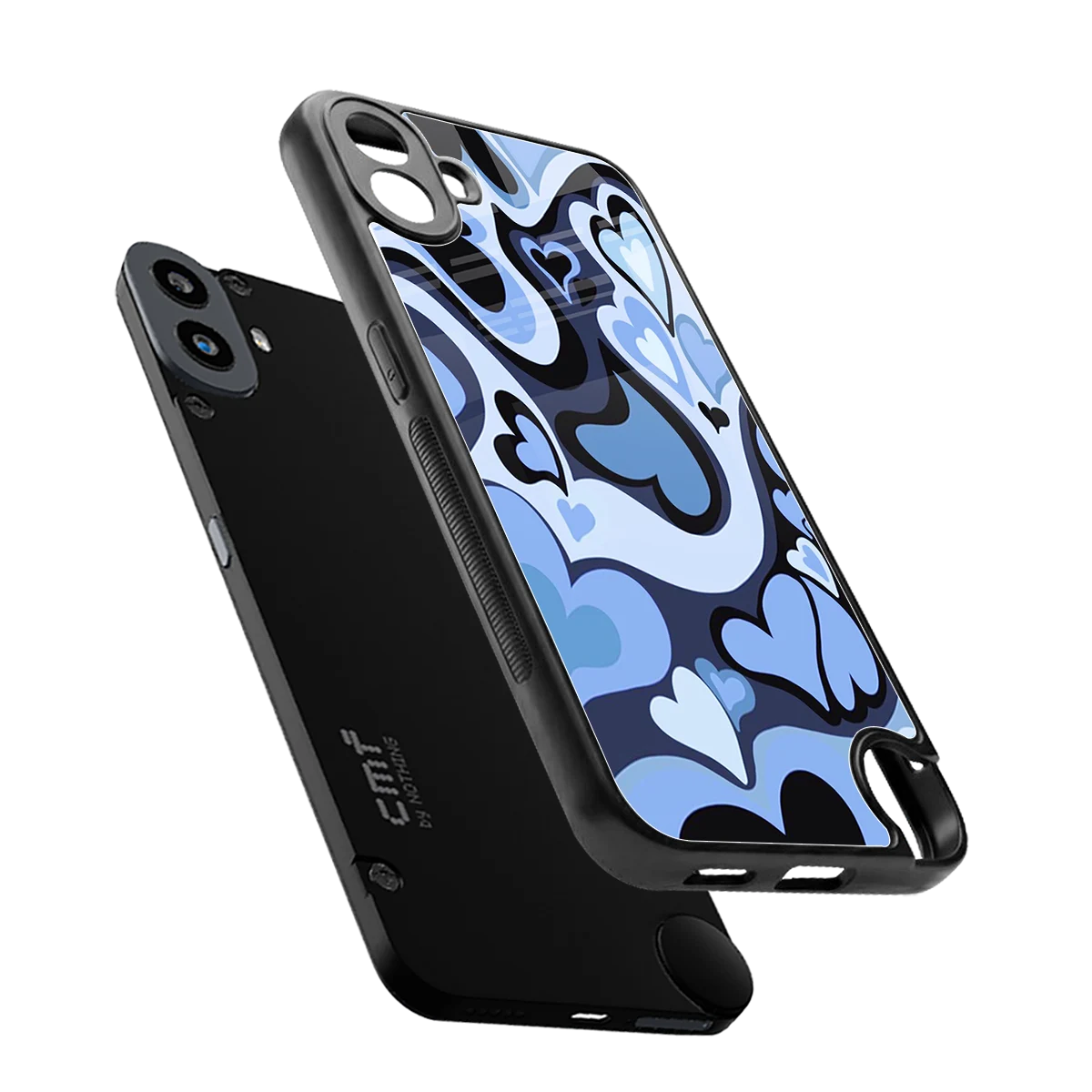 Y2K Blue Meltdown Hearts sleek cmf nothing phone 1 cover with tempered glass back and TPU edges