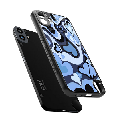 Y2K Blue Meltdown Hearts sleek cmf nothing phone 1 cover with tempered glass back and TPU edges