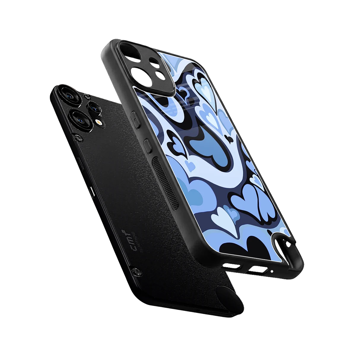 Y2K Blue Meltdown Hearts sleek cmf nothing phone 2 pro cover with tempered glass back and TPU edges