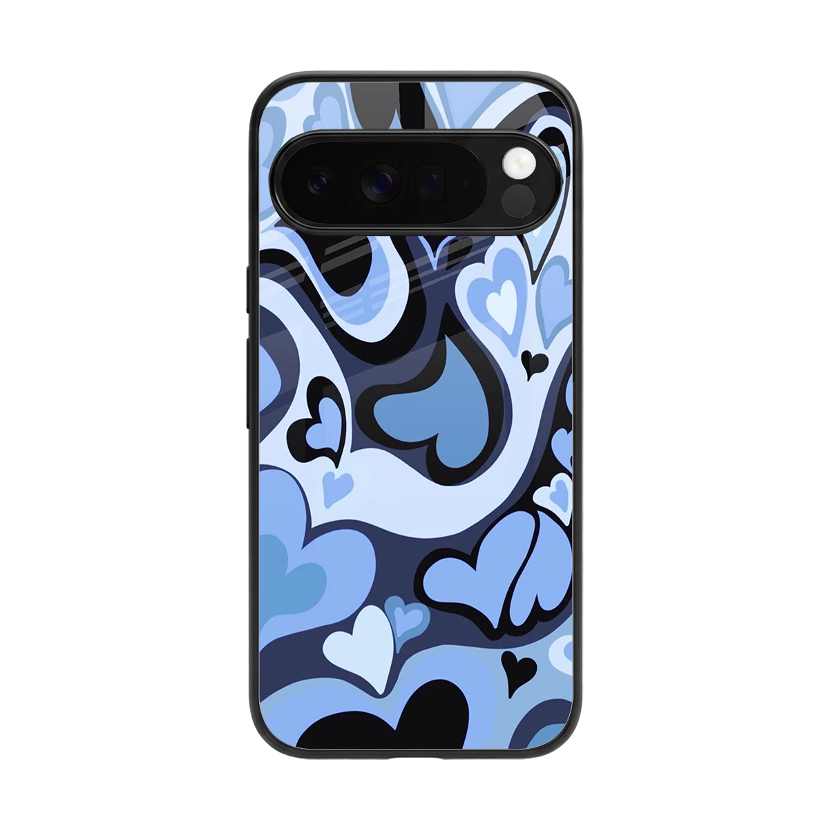 Y2K Blue Meltdown Hearts back phone cover | glass case for google pixel 10 pro xl