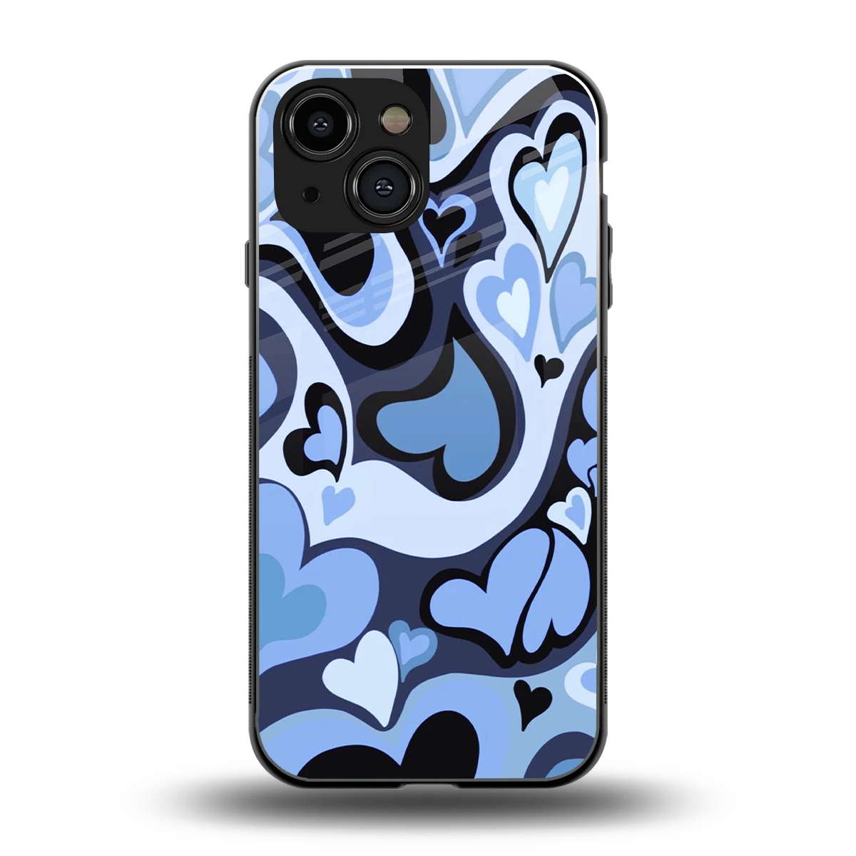 Y2K Blue Meltdown Hearts back phone cover | glass case for iphone 13 mini