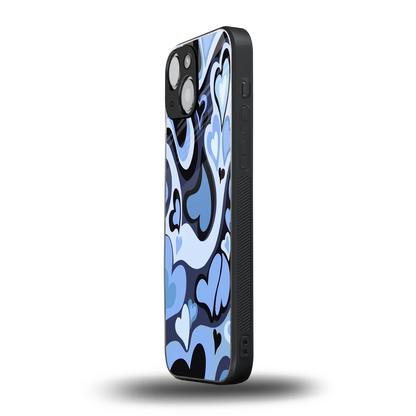 Y2K Blue Meltdown Hearts iphone 13 mini mobile cover | shockproof glass phone case