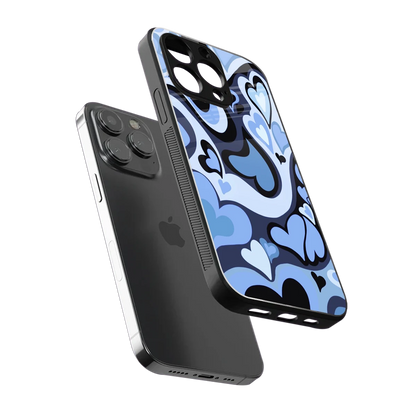 Y2K Blue Meltdown Hearts sleek iphone 14 pro max cover with tempered glass back and TPU edges