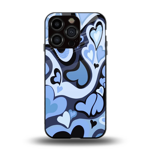 Y2K Blue Meltdown Hearts back phone cover | glass case for iphone 13 pro