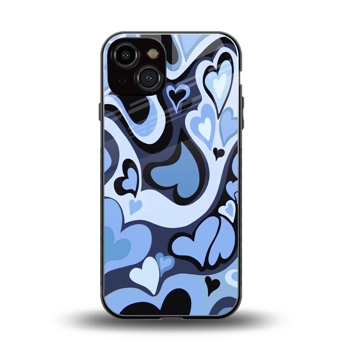 Y2K Blue Meltdown Hearts back phone cover | glass case for iphone 13