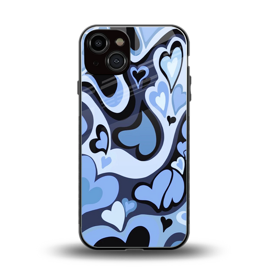 Y2K Blue Meltdown Hearts back phone cover | glass case for iphone 13