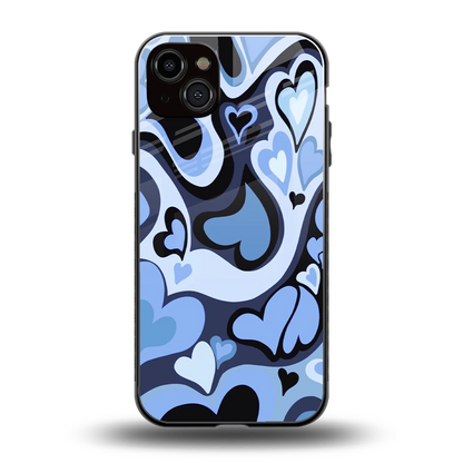 Y2K Blue Meltdown Hearts back phone cover | glass case for iphone 15 plus