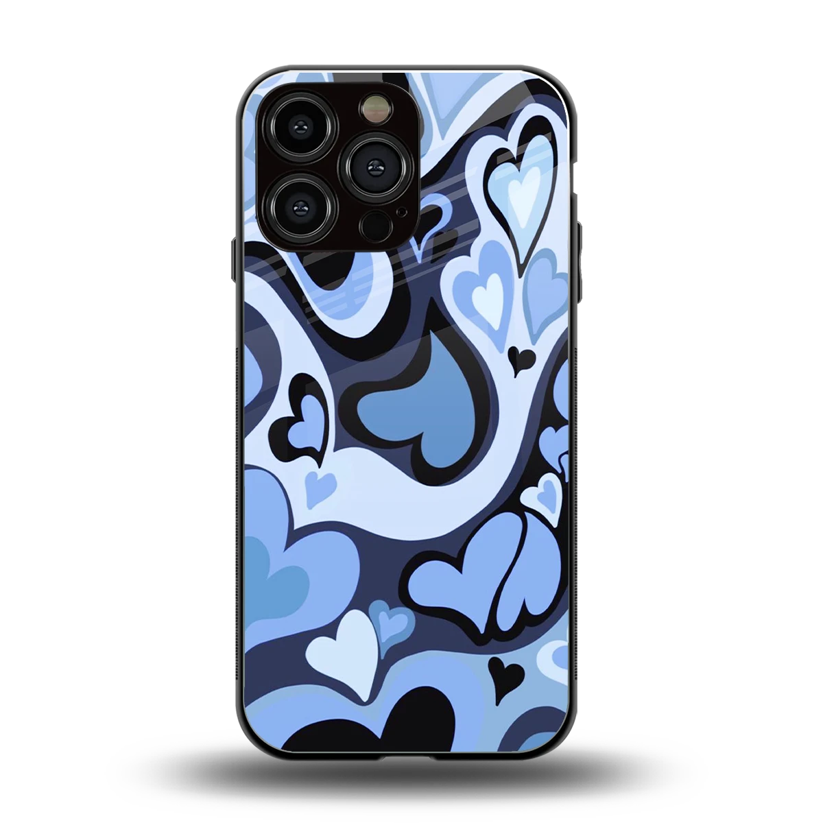 Y2K Blue Meltdown Hearts back phone cover | glass case for iphone 15 pro max