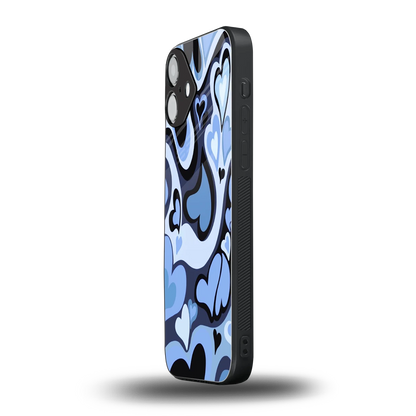 Y2K Blue Meltdown Hearts iphone 16 plus mobile cover | shockproof glass phone case