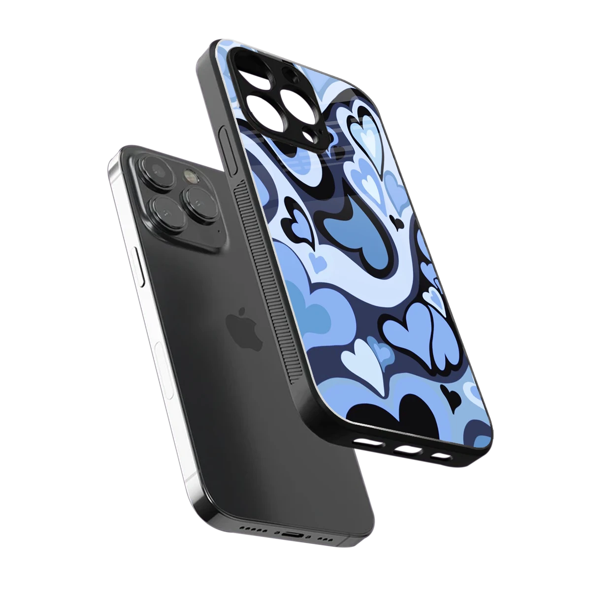 Y2K Blue Meltdown Hearts iphone x mobile cover | shockproof glass phone case