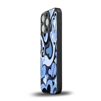 Y2K Blue Meltdown Hearts iphone 16 pro mobile cover | shockproof glass phone case