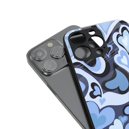 Y2K Blue Meltdown Hearts stylish phone case for iPhone 16 | glossy glass and slim fit
