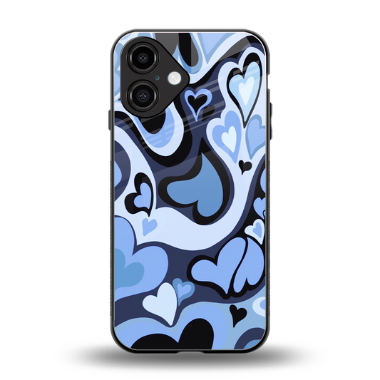 Y2K Blue Meltdown Hearts Phone Case for Iphone 16 | Glass Case