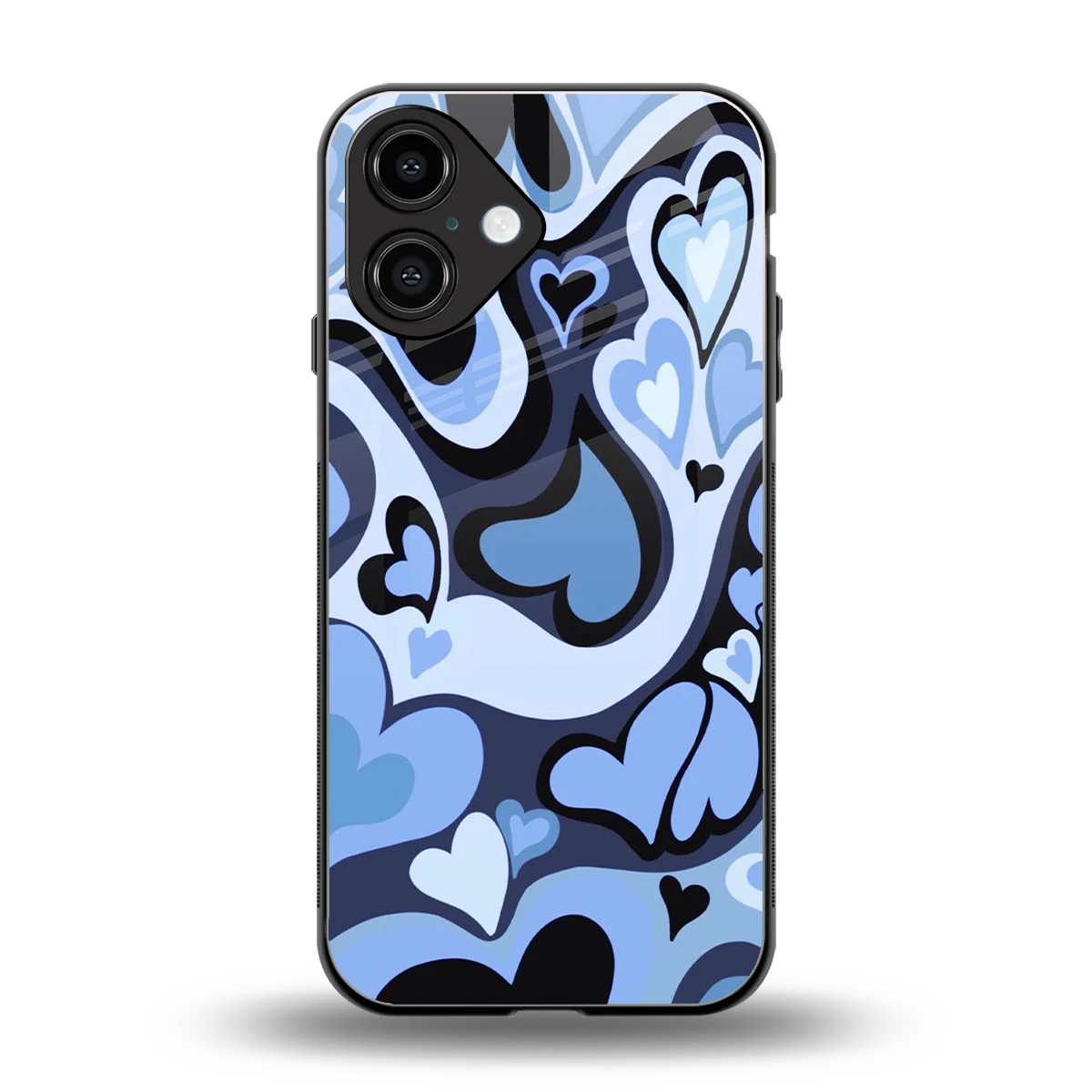 Y2K Blue Meltdown Hearts back phone cover | glass case for iphone 16