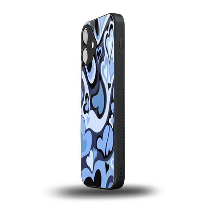 Y2K Blue Meltdown Hearts iPhone 16 mobile cover | shockproof glass phone case