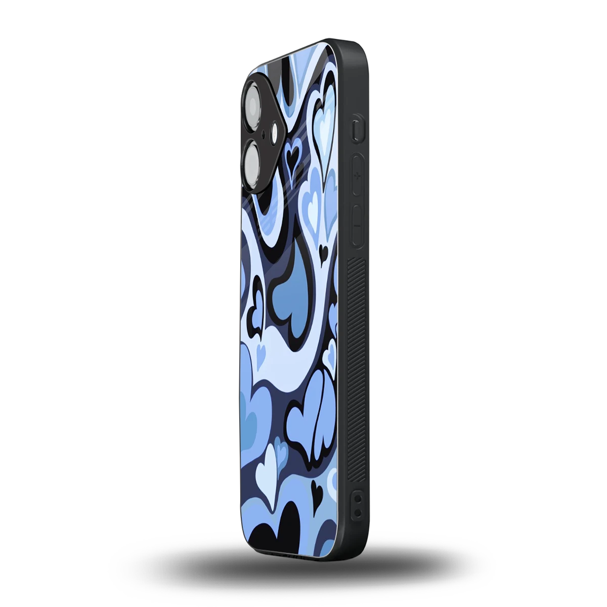 Y2K Blue Meltdown Hearts iPhone 16 mobile cover | shockproof glass phone case