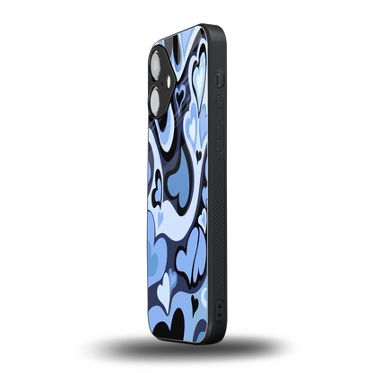 Y2K Blue Meltdown Hearts iPhone 16 mobile cover | shockproof glass phone case