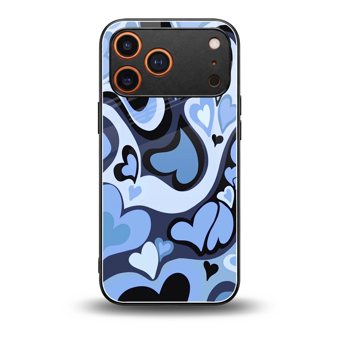 Y2K Blue Meltdown Hearts back phone cover | glass case for iphone 17 pro max