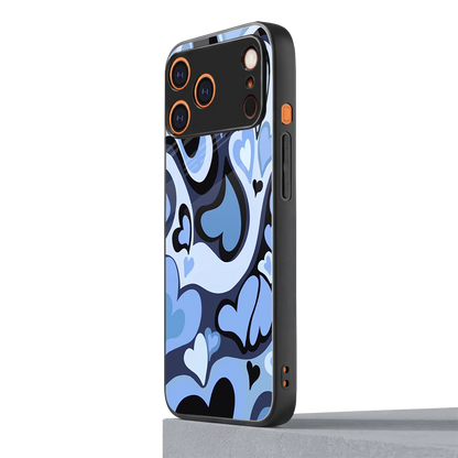 Y2K Blue Meltdown Hearts iphone 17 pro max mobile cover | shockproof glass phone case