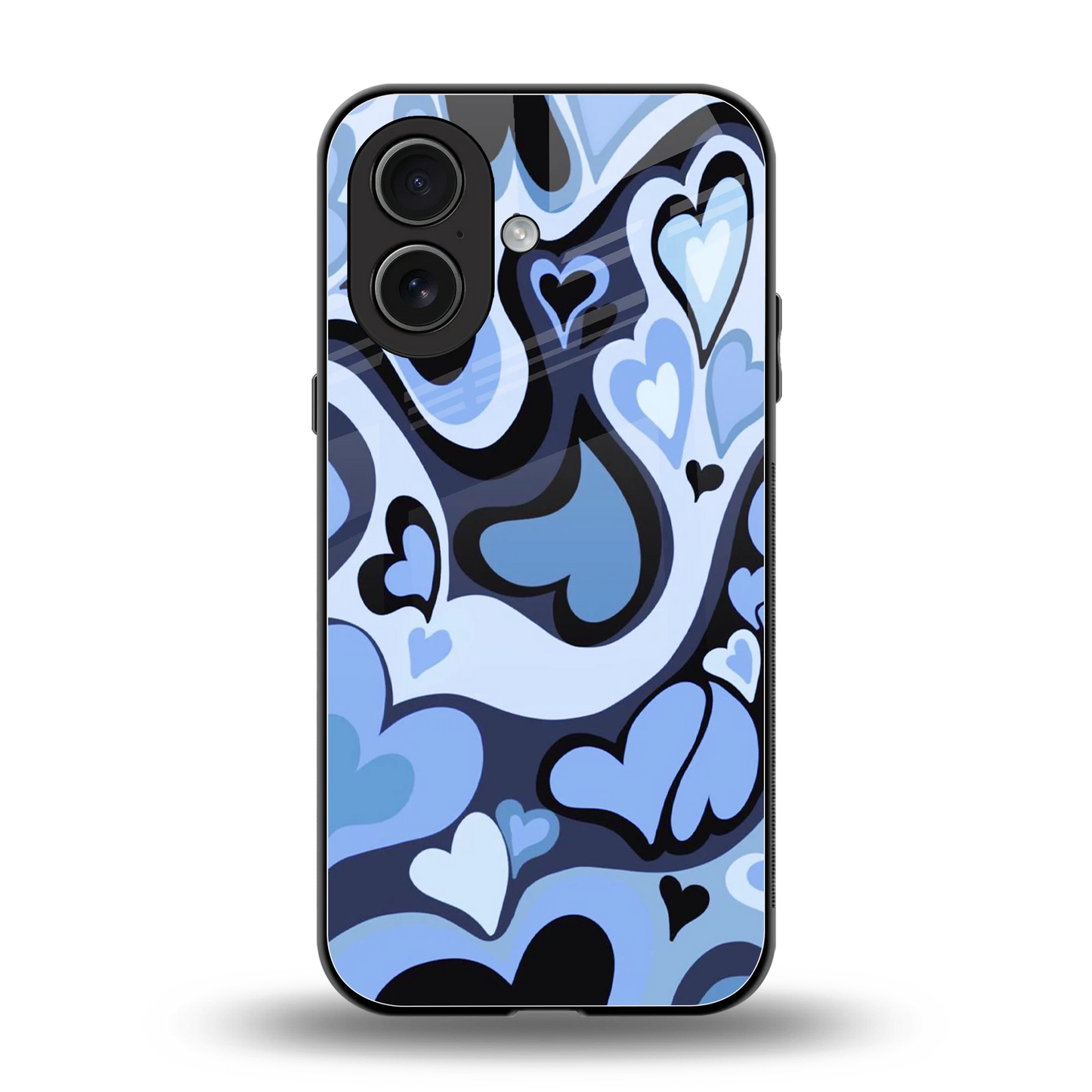 Y2K Blue Meltdown Hearts back phone cover | glass case for iphone 17