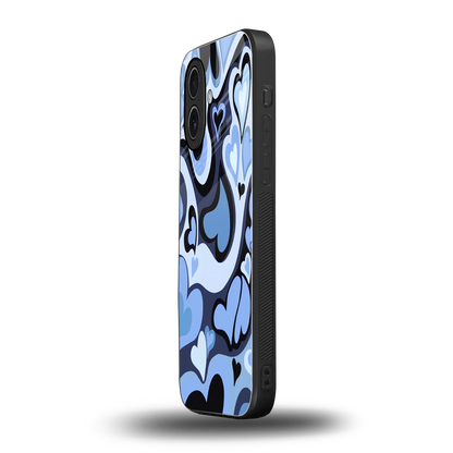 Y2K Blue Meltdown Hearts iphone 17 mobile cover | shockproof glass phone case