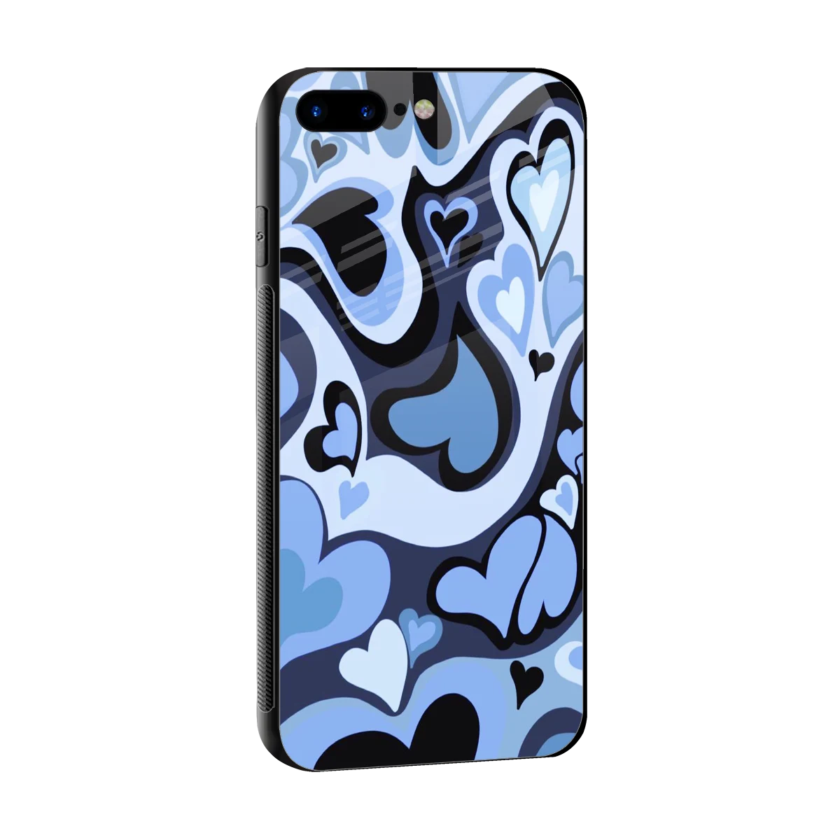 Y2K Blue Meltdown Hearts sleek iphone 8 plus cover with tempered glass back and TPU edges