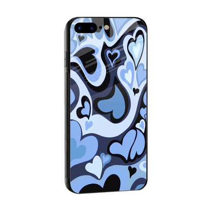 Y2K Blue Meltdown Hearts sleek iphone 8 plus cover with tempered glass back and TPU edges