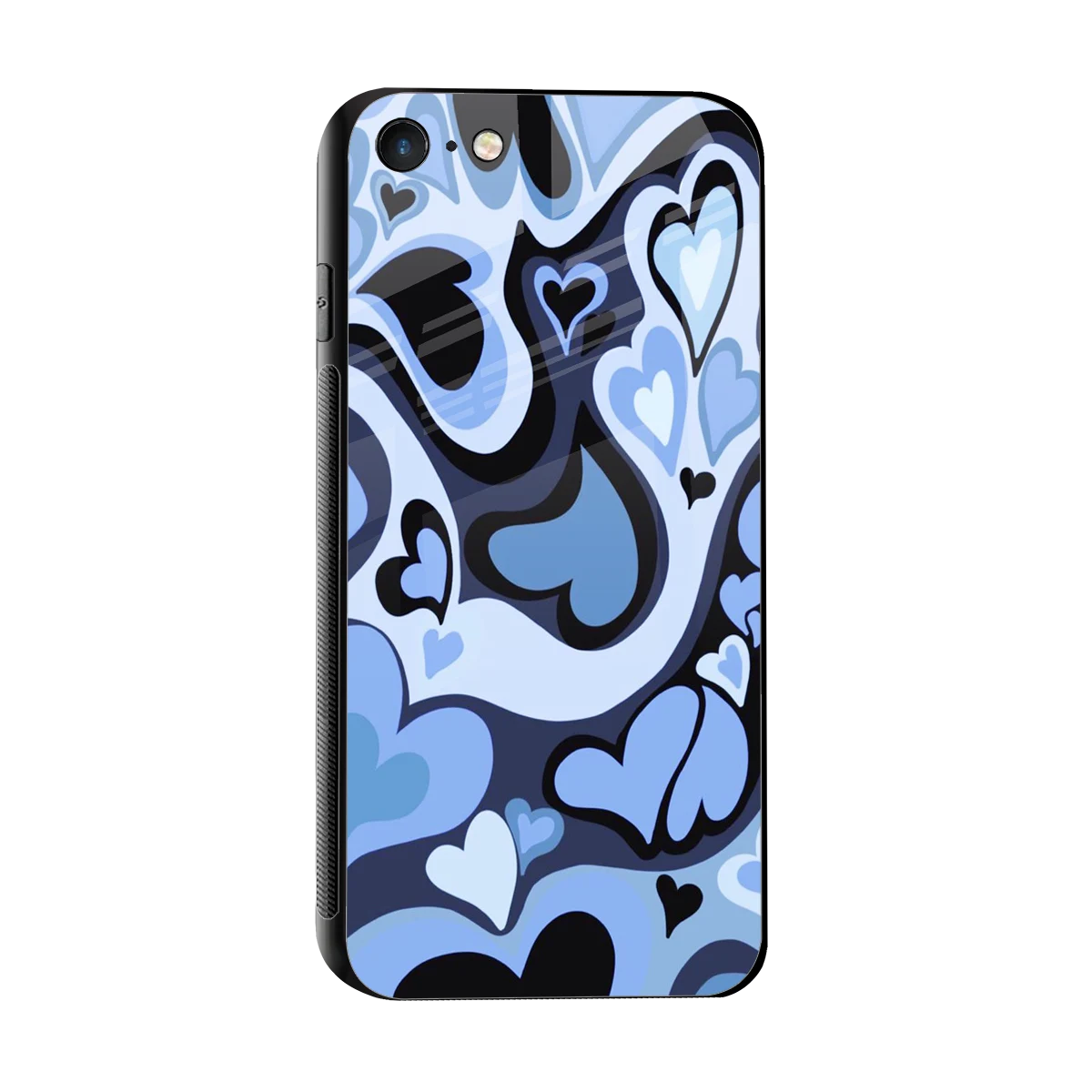 Y2K Blue Meltdown Hearts sleek iphone 7 cover with tempered glass back and TPU edges