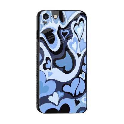 Y2K Blue Meltdown Hearts sleek iphone 7 cover with tempered glass back and TPU edges