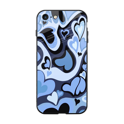Y2K Blue Meltdown Hearts back phone cover | glass case for iphone 7
