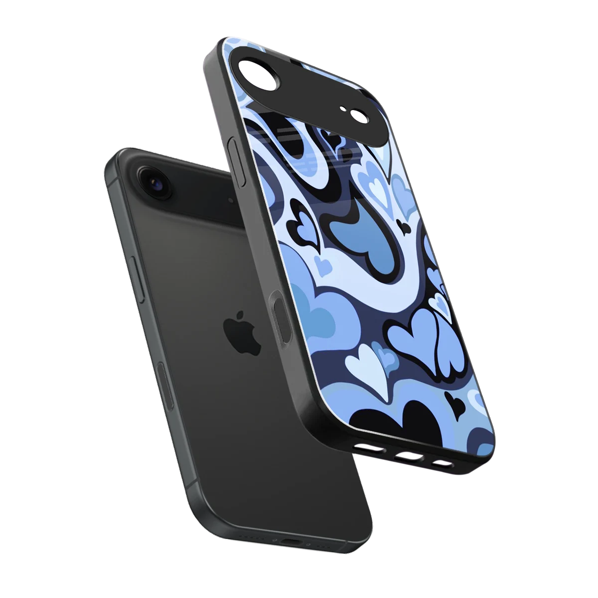 Y2K Blue Meltdown Hearts sleek iphone air cover with tempered glass back and TPU edges
