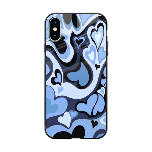 Y2K Blue Meltdown Hearts back phone cover | glass case for iphone x
