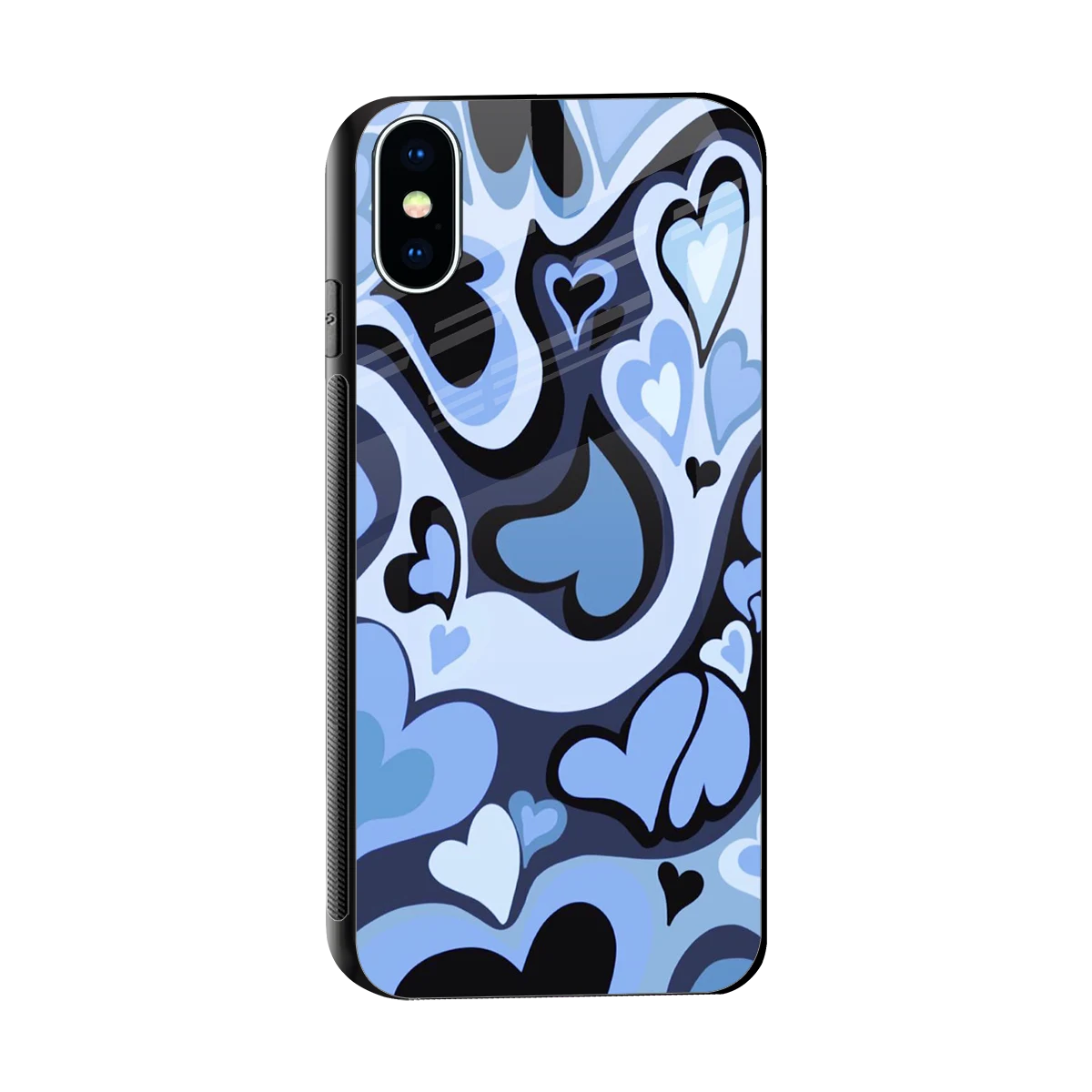 Y2K Blue Meltdown Hearts sleek iphone x cover with tempered glass back and TPU edges