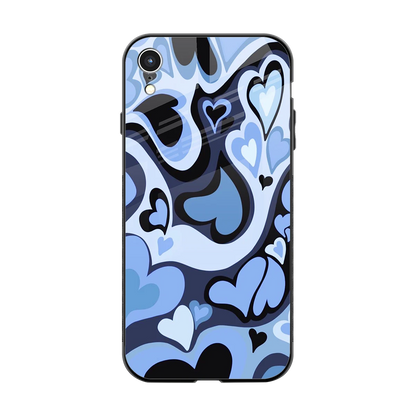Y2K Blue Meltdown Hearts back phone cover | glass case for iphone xr