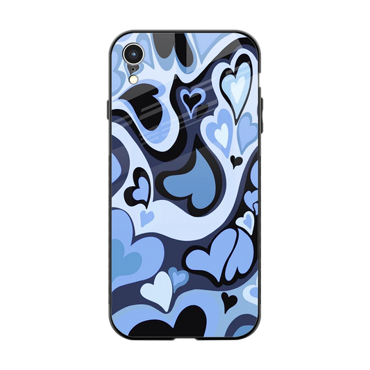 Y2K Blue Meltdown Hearts back phone cover | glass case for iphone xr
