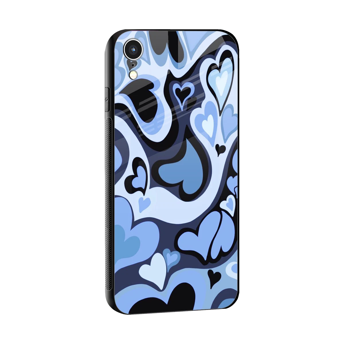 Y2K Blue Meltdown Hearts sleek iphone xr cover with tempered glass back and TPU edges