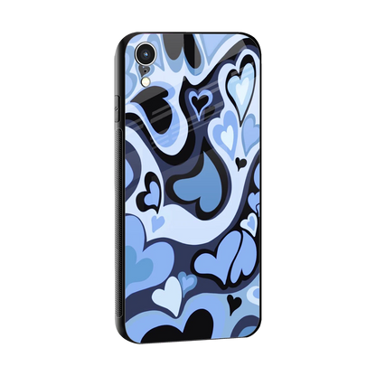 Y2K Blue Meltdown Hearts sleek iphone xr cover with tempered glass back and TPU edges