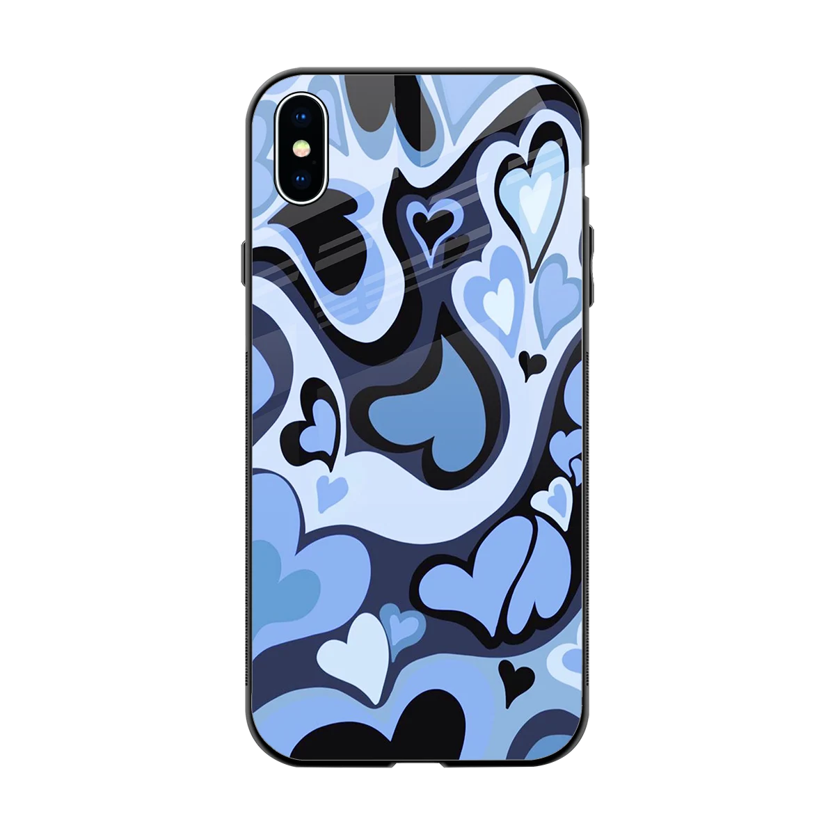 Y2K Blue Meltdown Hearts back phone cover | glass case for iphone xs max