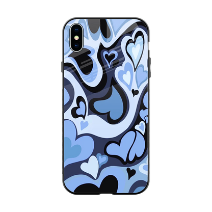 Y2K Blue Meltdown Hearts back phone cover | glass case for iphone xs max