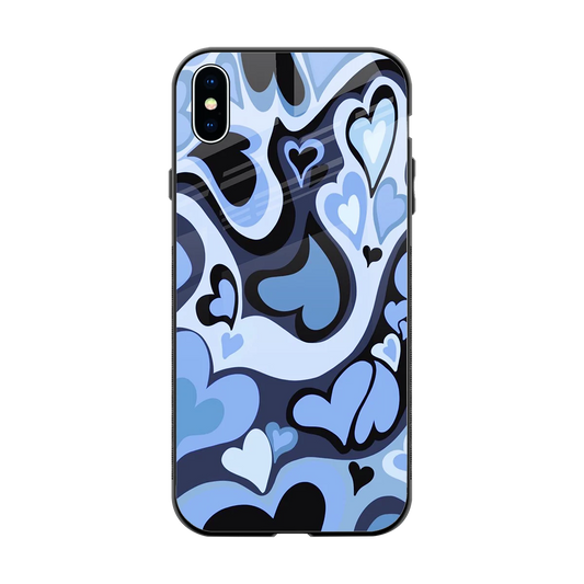 Y2K Blue Meltdown Hearts back phone cover | glass case for iphone xs max