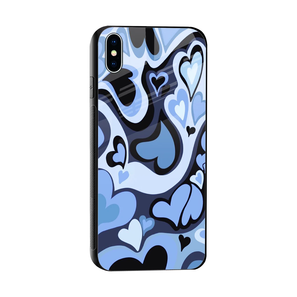 Y2K Blue Meltdown Hearts sleek iphone xs max cover with tempered glass back and TPU edges