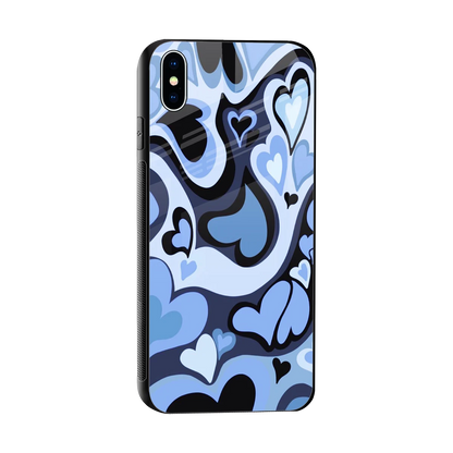 Y2K Blue Meltdown Hearts sleek iphone xs max cover with tempered glass back and TPU edges