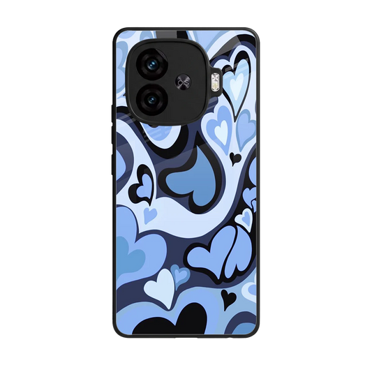 Y2K Blue Meltdown Hearts back phone cover | glass case for iqoo neo 10r 5g