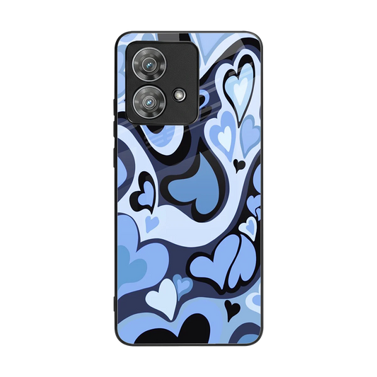 Y2K Blue Meltdown Hearts back phone cover | glass case for motorola edge 40 neo 5g
