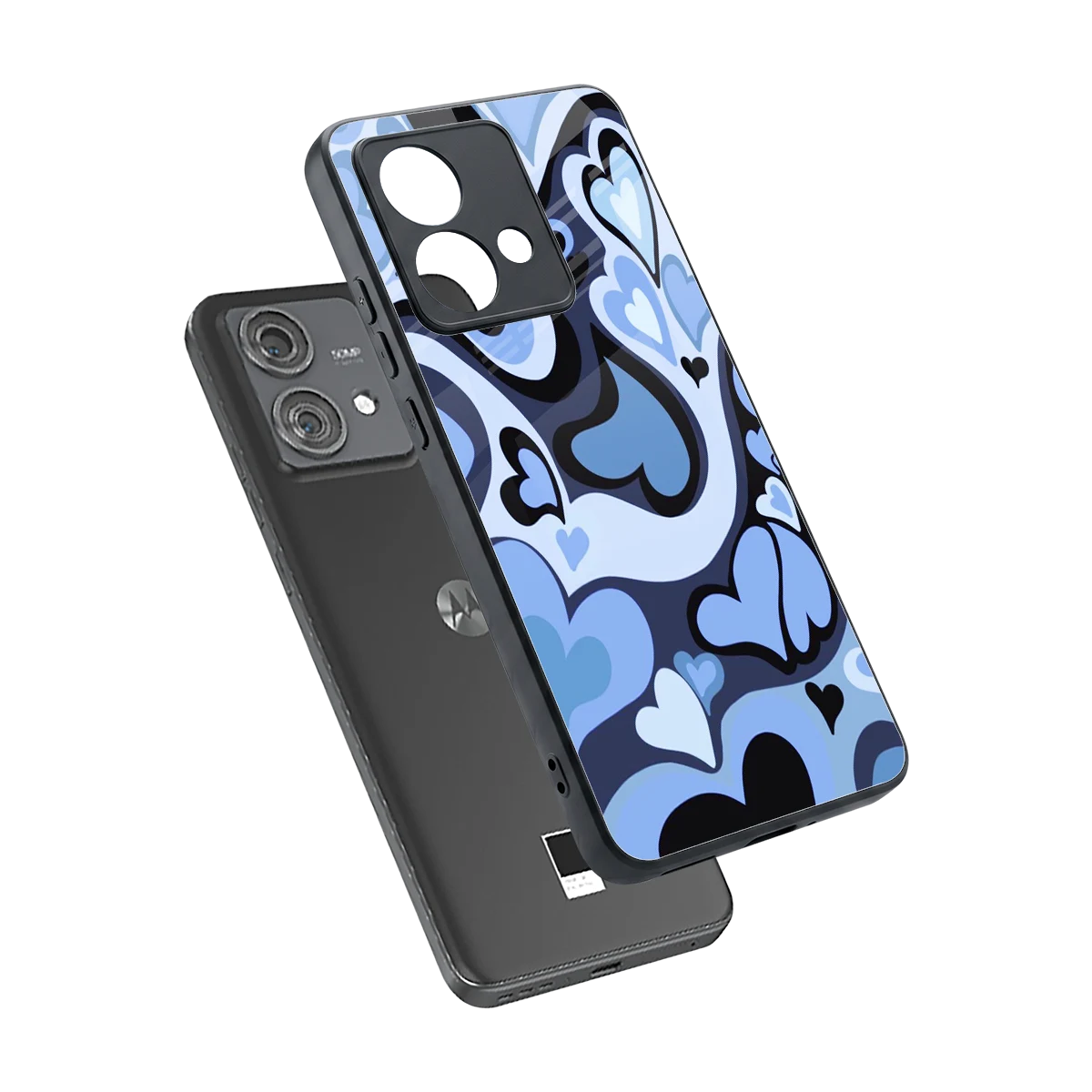 Y2K Blue Meltdown Hearts sleek motorola edge 40 neo 5g cover with tempered glass back and TPU edges