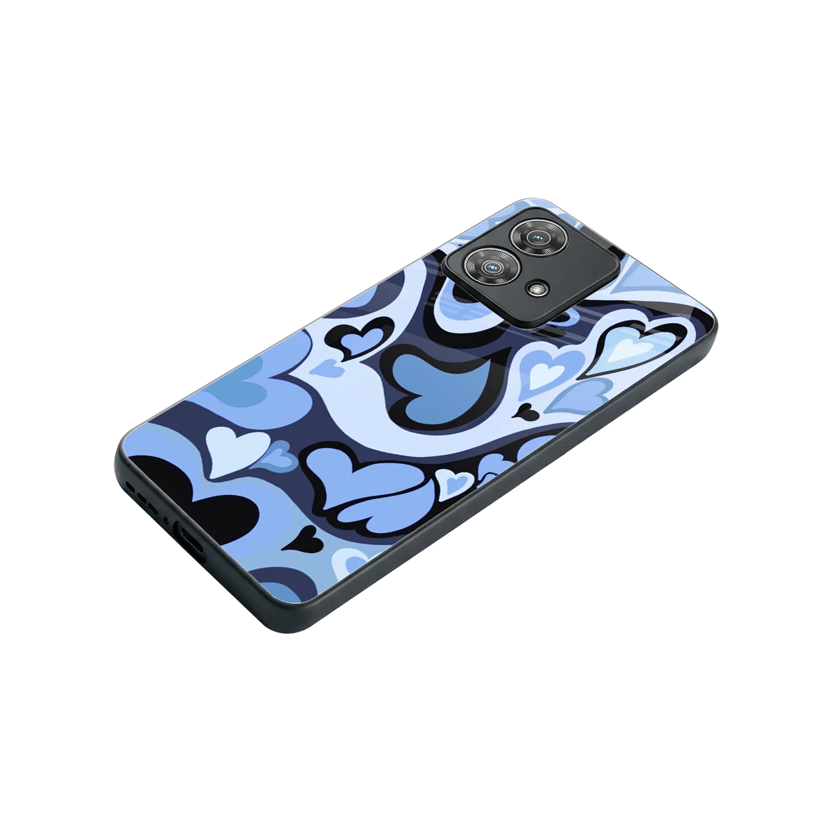 Y2K Blue Meltdown Hearts stylish phone case for motorola edge 40 neo 5g | glossy glass and slim fit