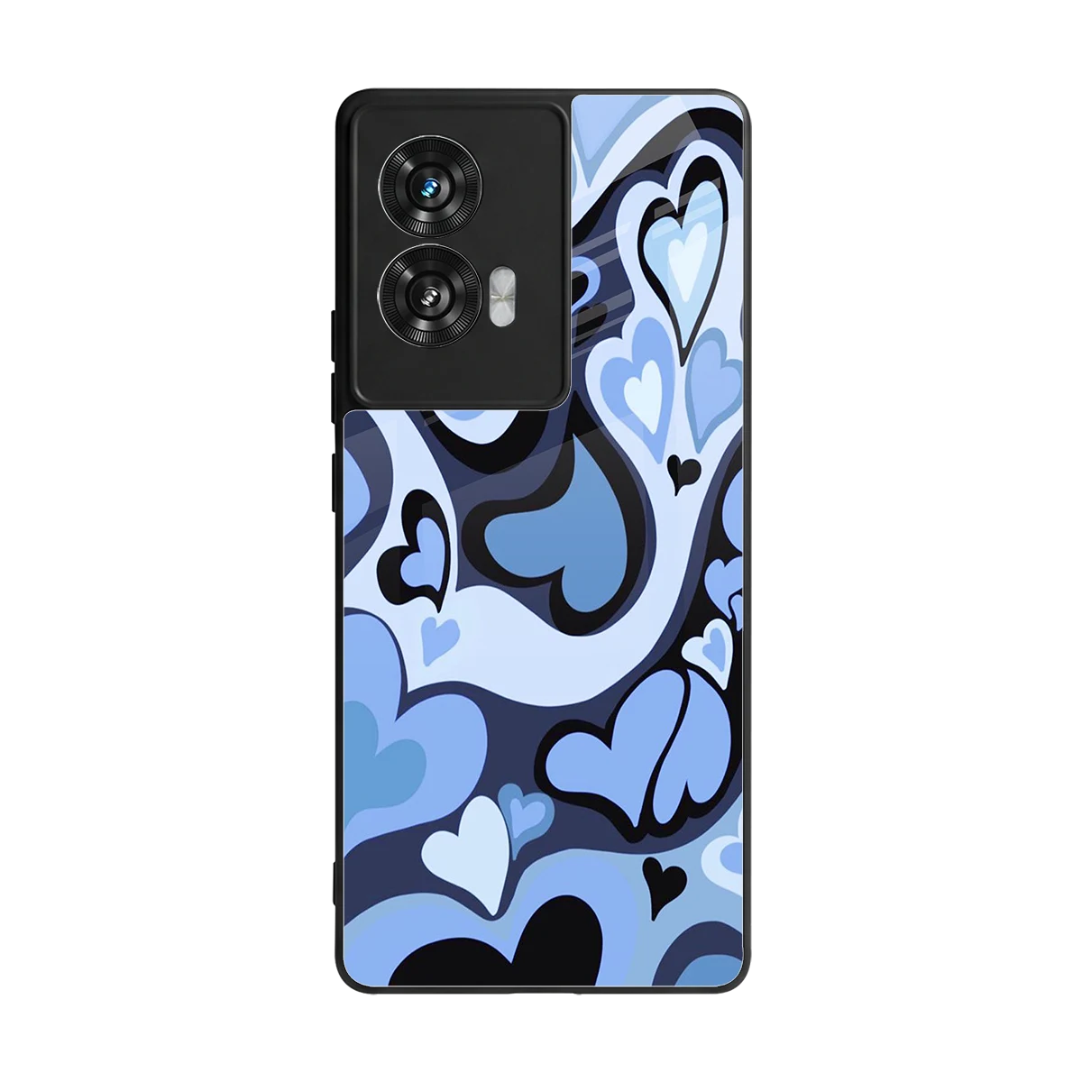 Y2K Blue Meltdown Hearts back phone cover | glass case for motorola edge 50 fusion