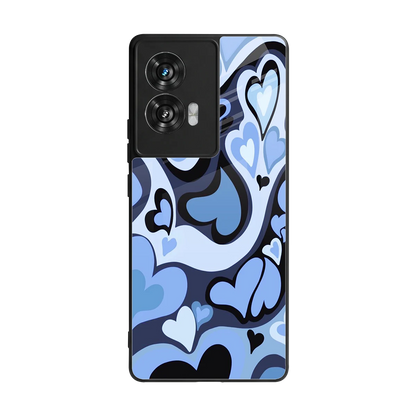 Y2K Blue Meltdown Hearts back phone cover | glass case for motorola edge 50 fusion