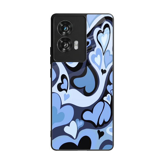Y2K Blue Meltdown Hearts back phone cover | glass case for motorola edge 50 fusion