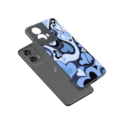 Y2K Blue Meltdown Hearts sleek motorola edge 50 fusion cover with tempered glass back and TPU edges